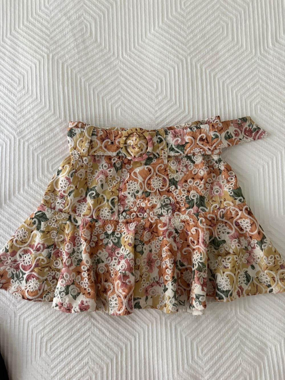 En Saison Presley Floral embroidered Mini Skirt with belt